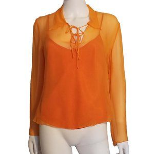 ABS by Allen Schwartz Sheer Top with Tank Top